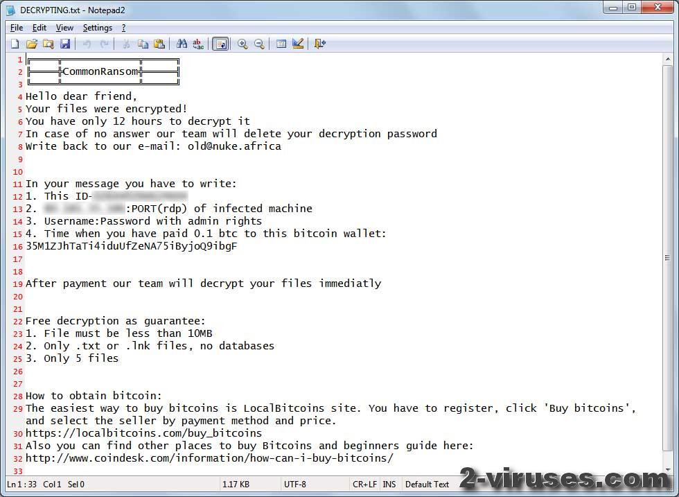 CommonRansom Ransom Note