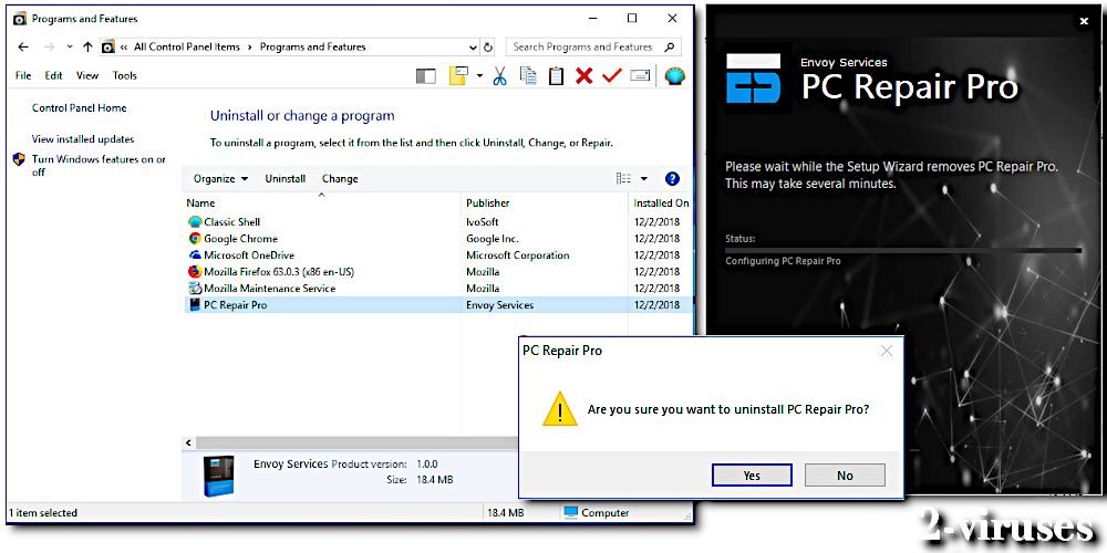 uninstall PC Repair PRO virus