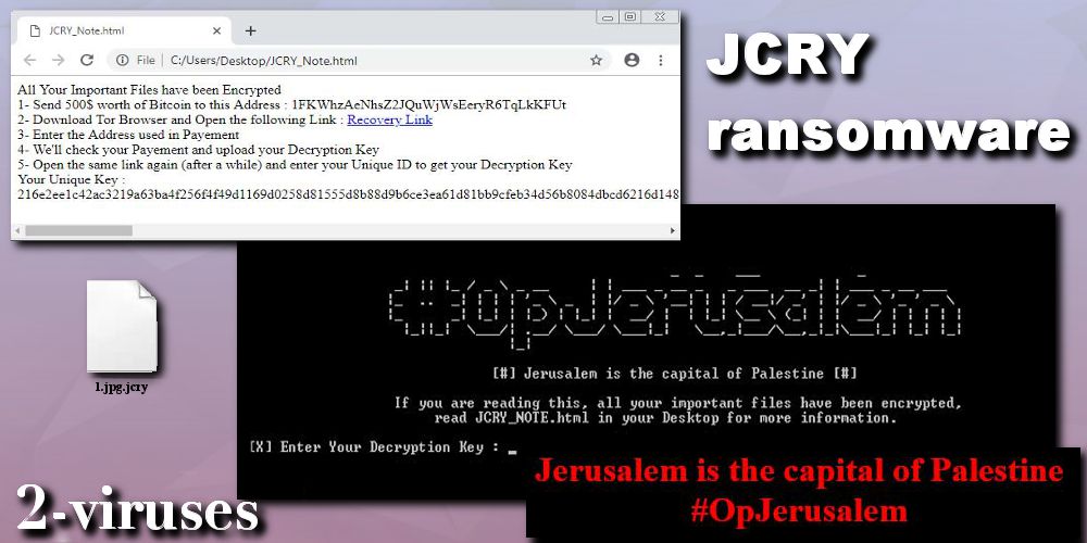 JCry ransomware ransom note