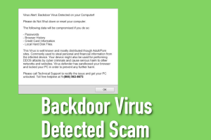 La truffa di Backdoor Virus Detected